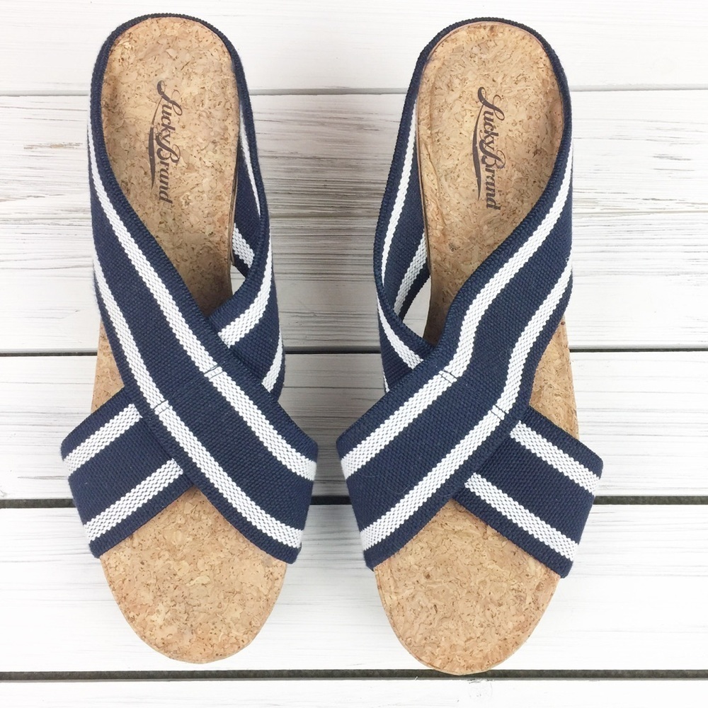 Lucky Brand Miller2 Navy Platform Wedge 10 - Picture 2 of 8